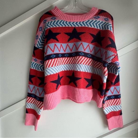 William Rast colorful Star Pattern Sweater size L - Picture 1 of 5
